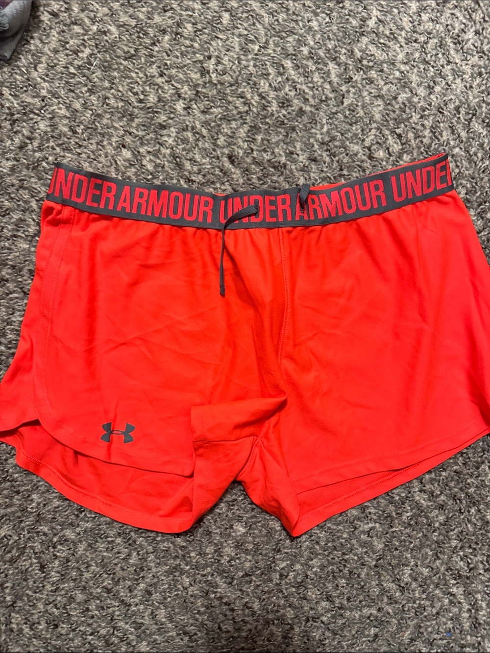 Under Armour Women’s Bright Red Athletic Shorts with Branded Waistband